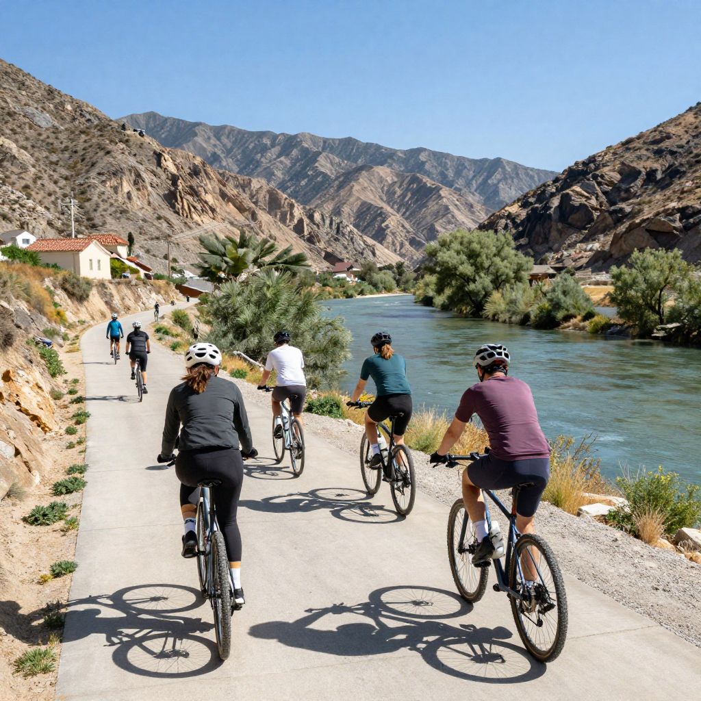 Biking along San Gabriel River Trail